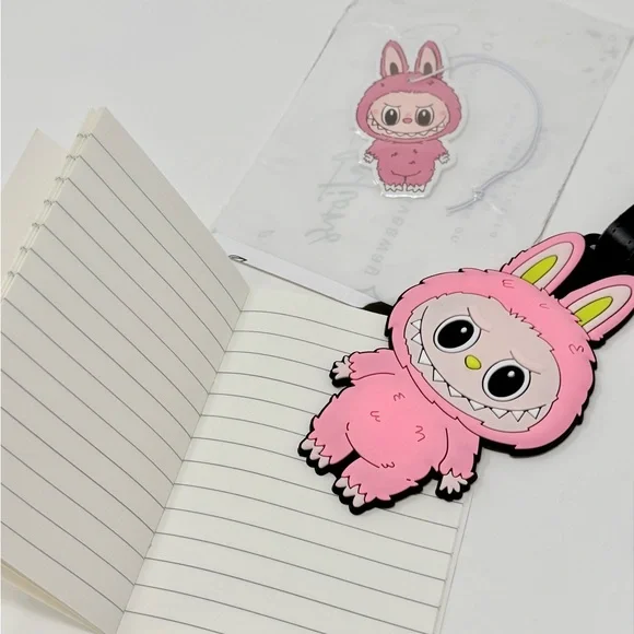 Labubu Pink PVC Luggage Tag Notebook and Air Freshener Bundle - Picture 4 of 4